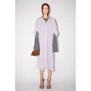 Acne Studios Deconstructed Layered Midi Dress Lilac Grey Button Front Medium